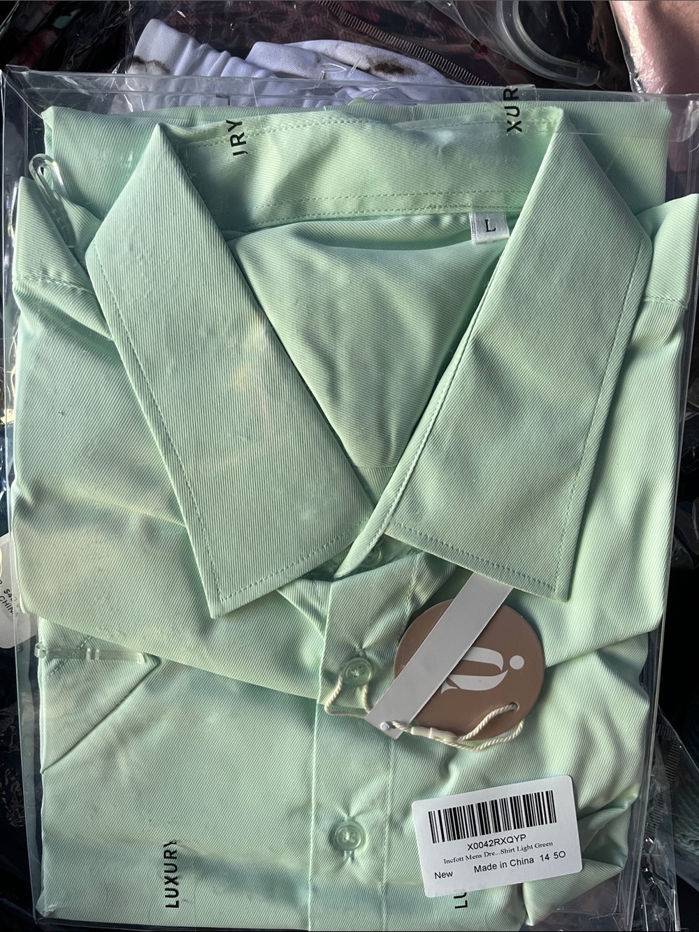 Luxury Men                     Mint Green Classic Button-Up Shirt